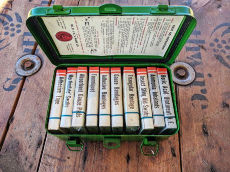 Vintage Burlington Northern First Aid Kid Contents